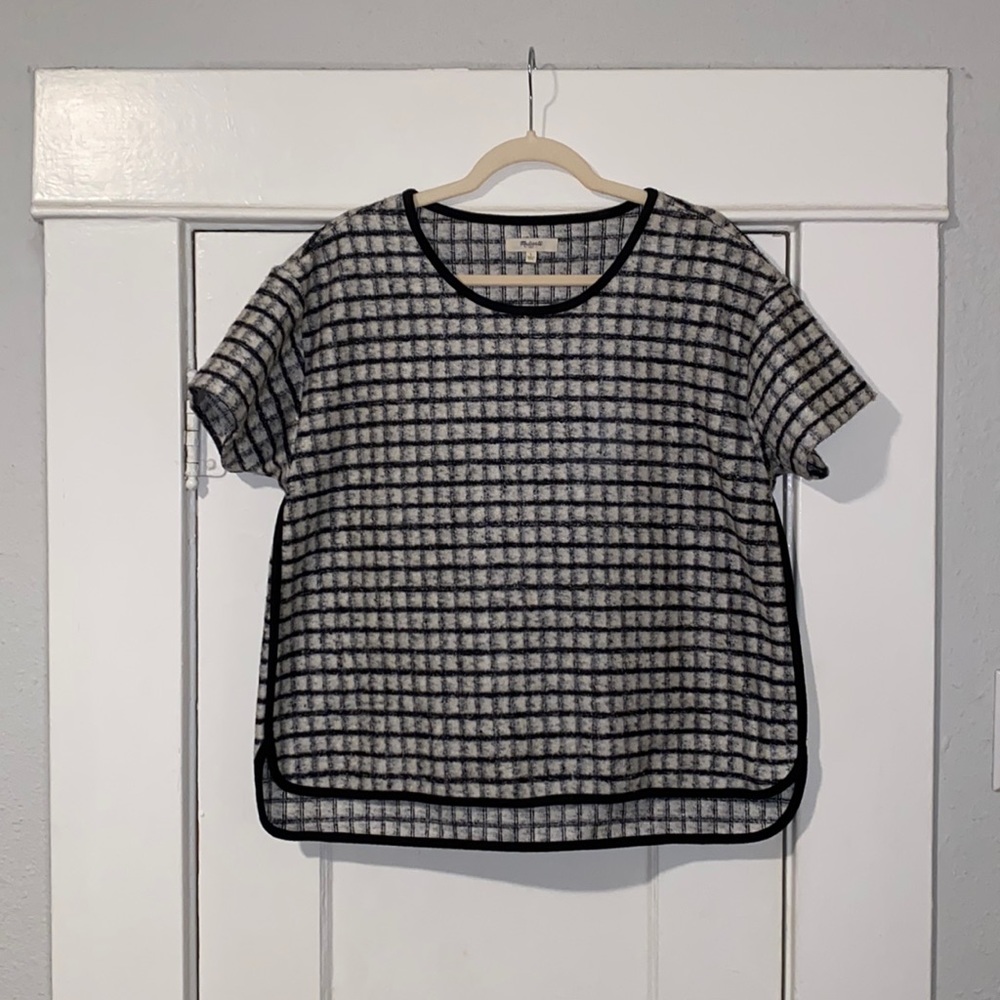 Madewell Wool-Blend Top with sleeve, side and dolphin hem detailing